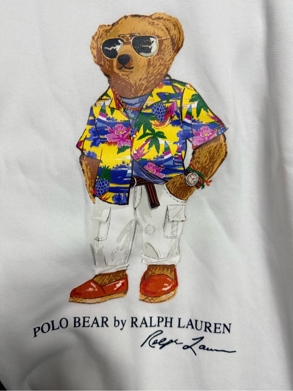 Ralph Lauren Men’s White Polo Bear Graphic Tee - Yellow Hawaiian Shirt